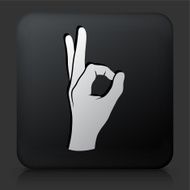 Black Square Button with Perfection Hand Icon N2