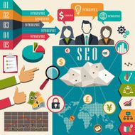 Set of flat design SEO concept web icons