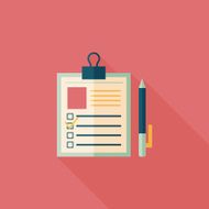 Clipboard flat icon with long shadow N8