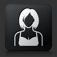 Black Square Button with Woman Face N21