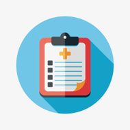 clinical record flat icon with long shadow N10