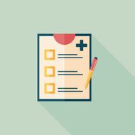 clinical record flat icon with long shadow N11