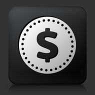 Black Square Button with Money Coin Icon