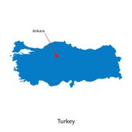 Detailed vector map of Turkey and capital city Ankara N2