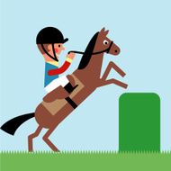 Horse jumping a fence