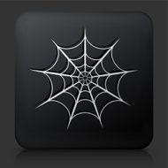 Black Square Button with Spiderweb