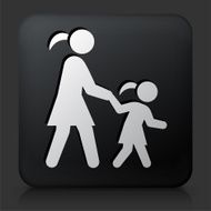 Black Square Button with Mother &amp; Daughter Icon N2