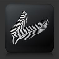 Black Square Button with Pine Leaf Icon