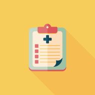 clinical record flat icon with long shadow N12