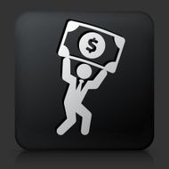 Black Square Button with Big Money Icon