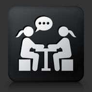 Black Square Button with Girls Chating Icon