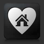 Black square button with House in Heart