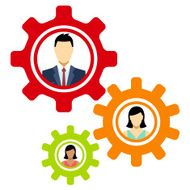 Multi culture people in gears - VECTOR N3
