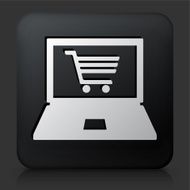 Black Square Button with Online Shopping Icon N3