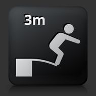 Black Square Button with 3 Meter Dive Icon