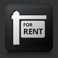 Black square button with For Rent Sign