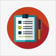 Clipboard flat icon with long shadow N10