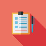 Clipboard flat icon with long shadow N11