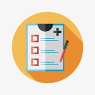 clinical record flat icon with long shadow N13