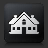 Black Square Button with House N6