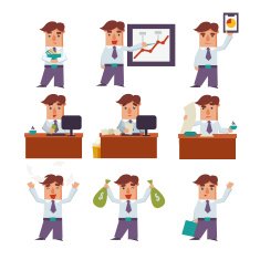 Set of Businessman Activities Vector N2