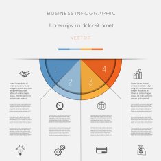 Infographic color semicircle for template four positions