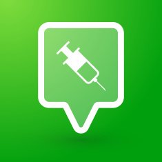 Square tooltip with a syringe