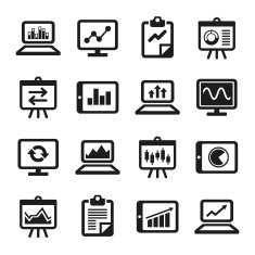 Simple Diagram and Graphs Icons Set Vector
