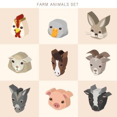 farm animals set 3d isometric infographic