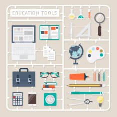 Creative thinking vector flat design model kits for education tools N2