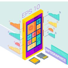 Mobile phone vector infographics isometric 3d in flat color design N2
