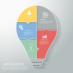 Abstract light bulb template with icons set for business design N2