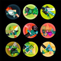 Set of flat design circle option infographics concepts N115