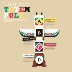 Indian totem pole infographic elements