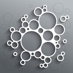 Abstract infographics white circles with shadow on grey backgrou