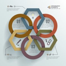 Linked Circles and Polygons Infographic Background
