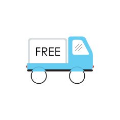 Line Icon with Flat Graphics Element of Free Delivery Car