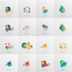 Modern geometric design temlates universal diagram banner number options workflow N14