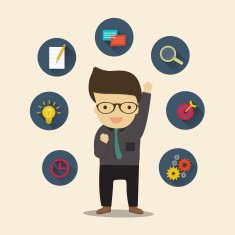 Businessman get idea cartoon vector illustration