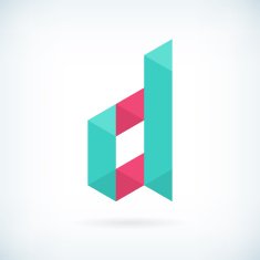 Modern letter D icon flat design element template