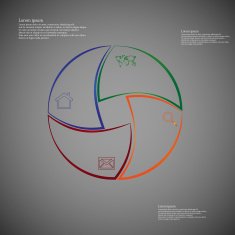 Infographic consists of four parts from lines on dark