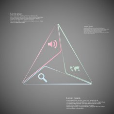 Infographic consists of three triangles from lines on dark