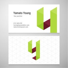 Modern letter Y origami Business card template
