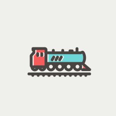 Railroad train thin line icon N3