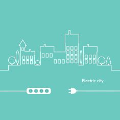 Concept electric circuit city Vector flat design N6