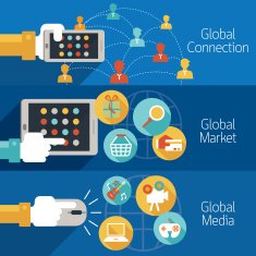 Hands with Mobile Phone Tablet connect Global N2