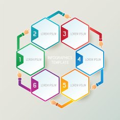 Abstract vector 6 steps infographic template in 3D style