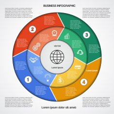 circular infographic template with text areas on four positions