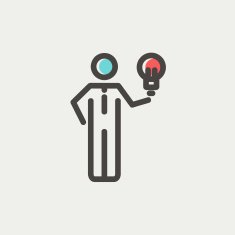 Man holding idea thin line icon N4