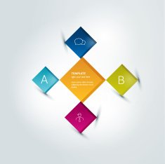 Networt square speech bubbles flow chart Infographics